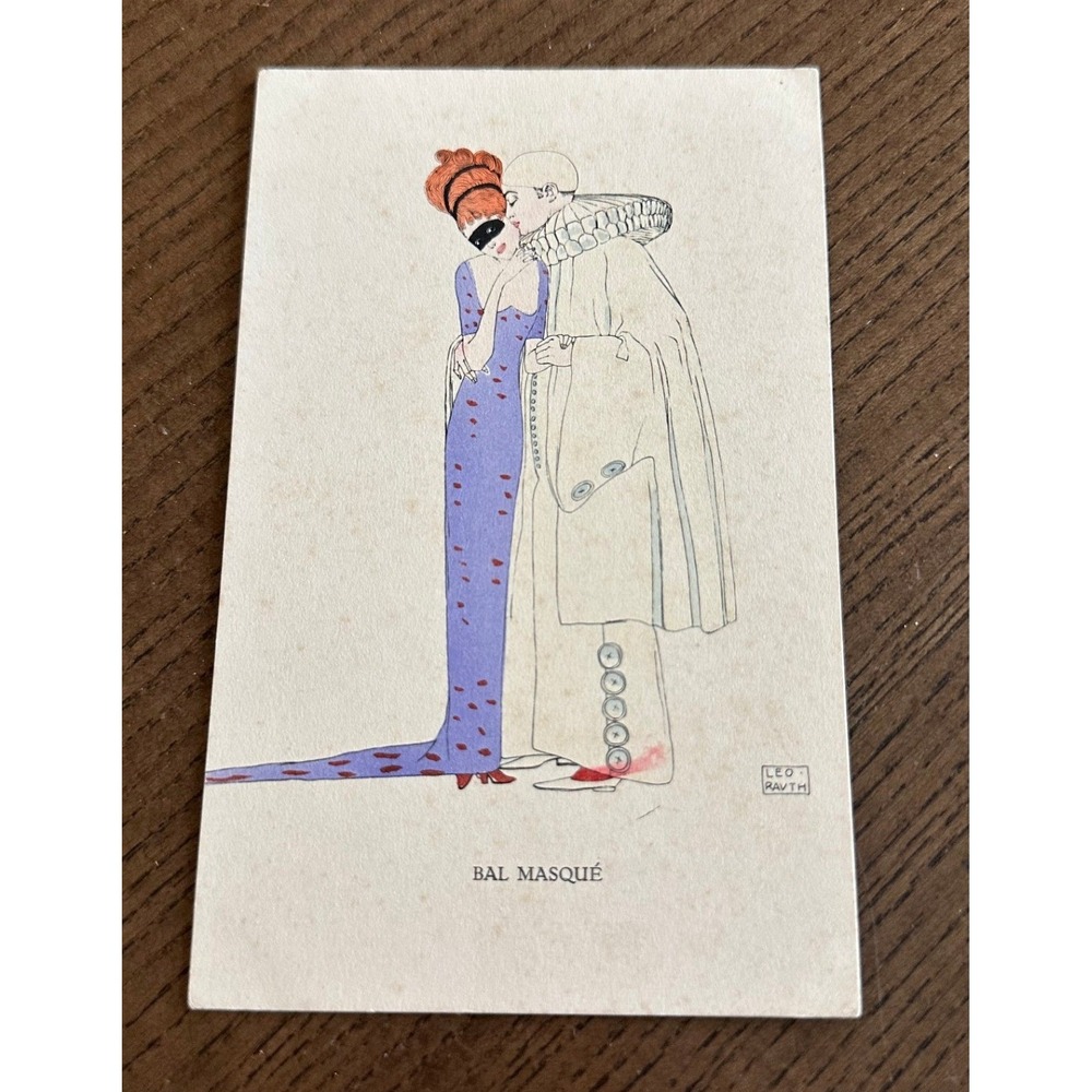 Leo Rauth Bal Masque Vintage Art Deco Postcard G & T L Printed in Germany